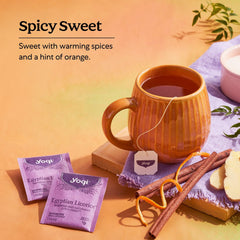 Ingredientes Yogi: raíz de regaliz, canela y piel de naranja frescos