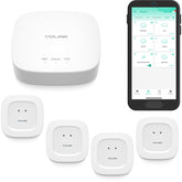 YoLink hub frontal mostrando el kit completo y gestión centralizada