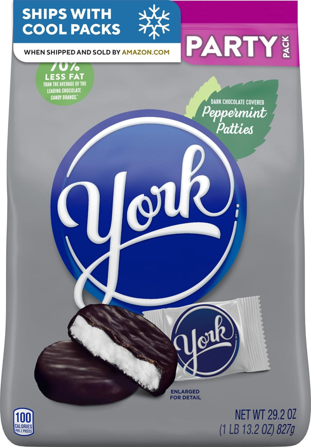 YORK paquete frontal mostrando la bolsa grande y porciones individuales
