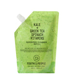 Youth To The People pouch frontal mostrando el refill y ahorro ecológico