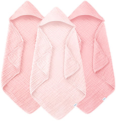 YOYOO toalla con capucha frontal mostrando tamaño y color rosa beneficioso