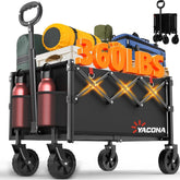 Yozoia wagon front view showing sturdy frame and organized cargo benefit
