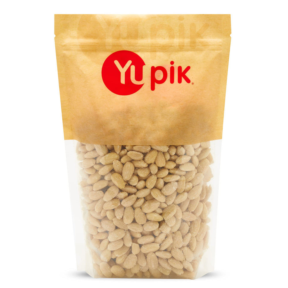 Yupik empaque frontal 2.2 lb mostrando almendras blanqueadas y sin sal