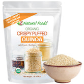 Z Natural Foods paquete frontal de quinoa inflada orgánica mostrando diseño y tamaño