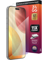 ZAGG XTR5 frontal en su empaque mostrando protección completa