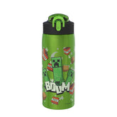 Zak Designs vista frontal de la botella con diseño Creeper, atractivo visual