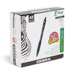 Zebra Pen paquete frontal mostrando 48 bolígrafos, disponibilidad inmediata