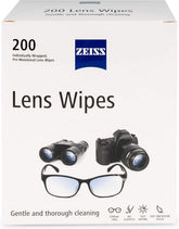 ZEISS paquete frontal mostrando 200 toallitas para limpieza segura