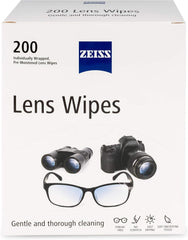 ZEISS paquete frontal mostrando 200 toallitas para limpieza segura