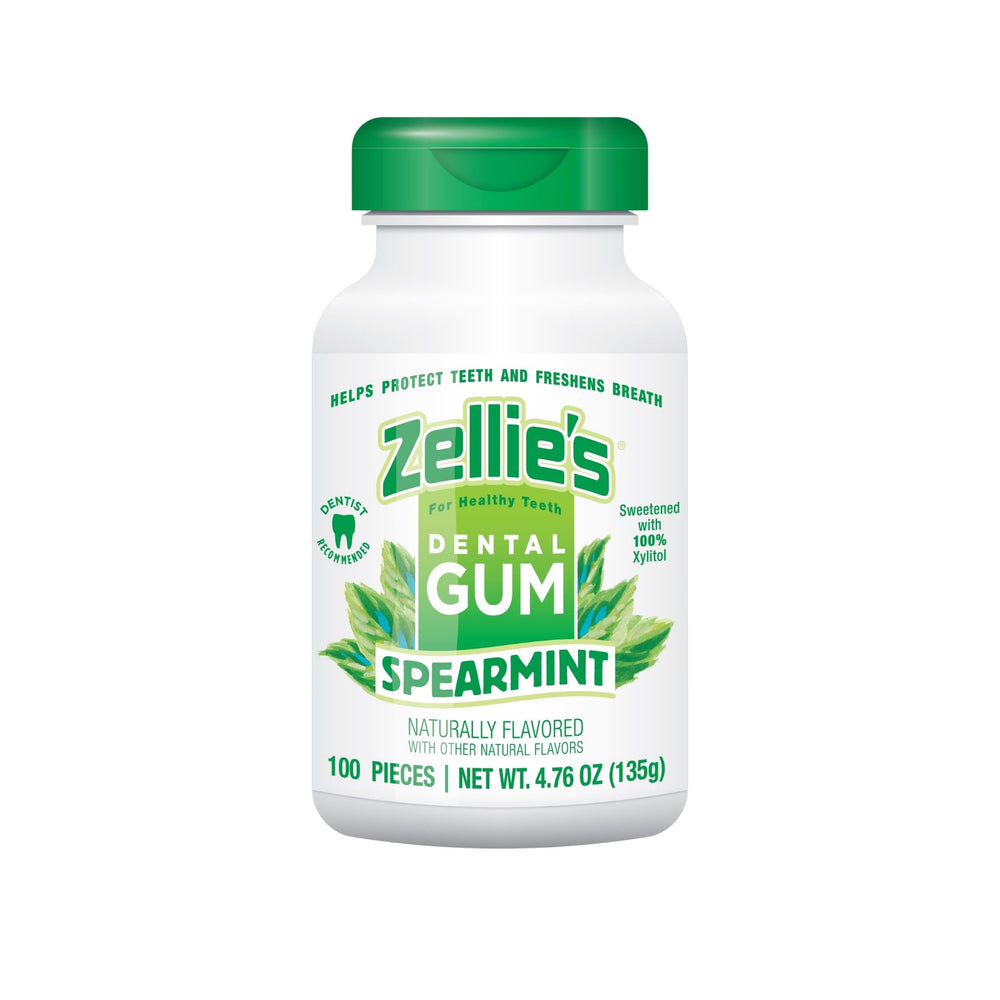 Zellie's frente del envase mostrando 100 unidades y portabilidad beneficiosa
