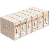 ZenStorage vista frontal del estuche beige mostrando orden y protección