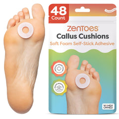 ZenToes almohadilla frontal en paquete mostrando cantidad y diseño, comodidad inmediata