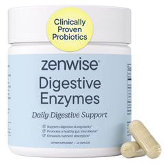 Zenwise Health envase frontal mostrando beneficios para digestión