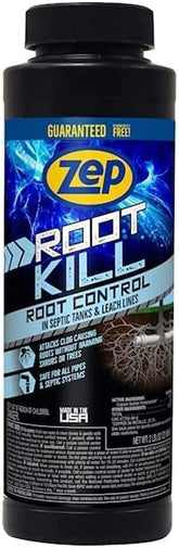 Zep Root Kill frontal del envase mostrando la etiqueta y uso profesional