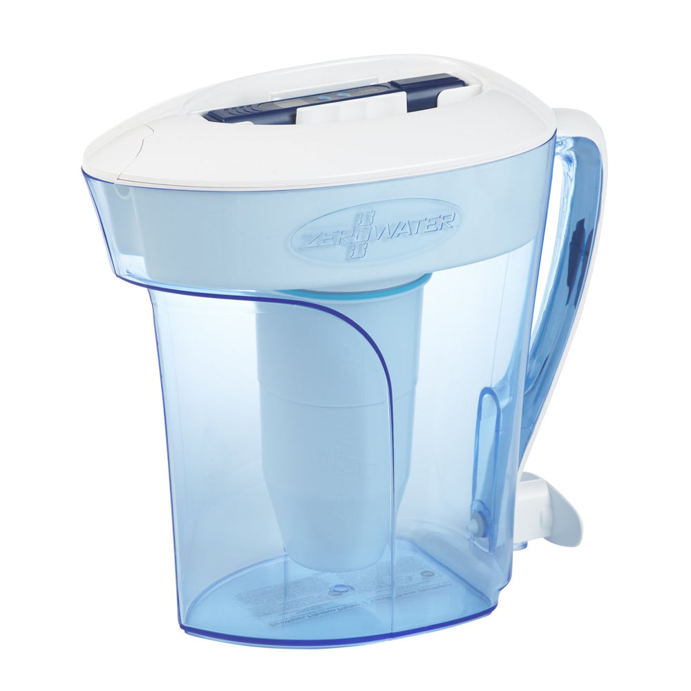 ZeroWater jarra frontal mostrando diseño y capacidad, mejora la calidad del agua