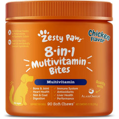 Zesty Paws frasco frontal con 90 masticables, conveniente y sabroso