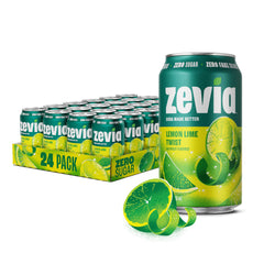 Zevia lata frontal Lemon Lime muestra diseño y sabor cítrico refrescante