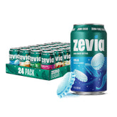 Zevia pack frontal mostrando las 24 latas y variedad de sabores para elegir