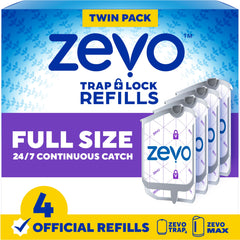 ZEVO empaque frontal del kit de 4 cartuchos, reposición fácil