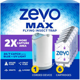 ZEVO trampa frontal mostrando la base y la luz para mayor cobertura