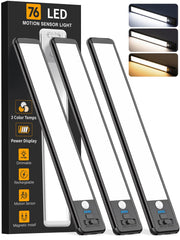 ZioeYiue vista frontal del pack de tres luces bajo mueble, solución sin cables