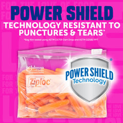 Ziploc bolsa tamaño gallon cerrada demostrando sello resistente