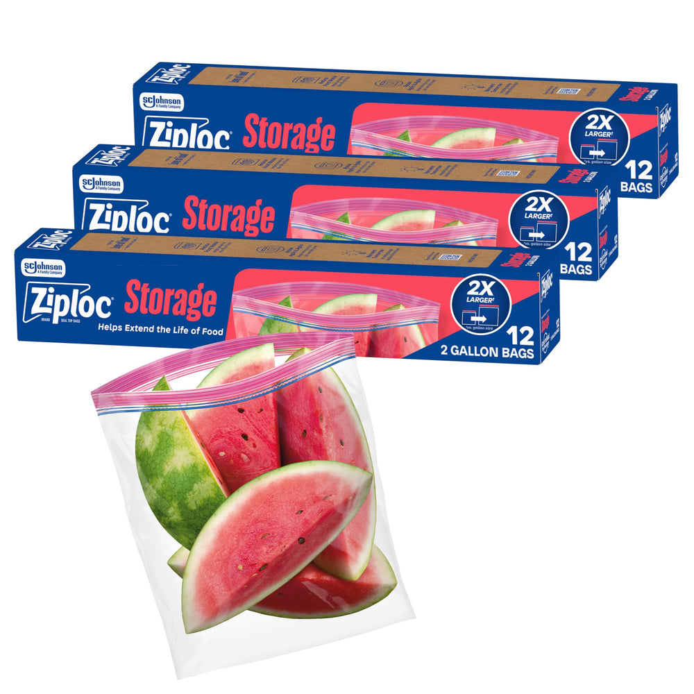 Ziploc frente del empaque mostrando 36 bolsas y conveniencia de compra