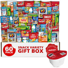 Zisbers caja frontal mostrando 60 snacks listos para regalar