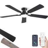 ZMISHIBO ventilador frontal 52" mostrando diseño moderno y ahorro