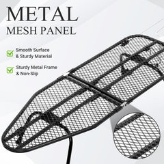 ZOES HOMEWARE tabla en uso con plancha demostrando superficie lisa y estable