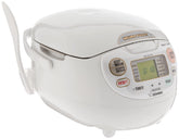 Zojirushi NS-ZCC10 vista frontal blanca con panel LCD y cordón retráctil para control fácil