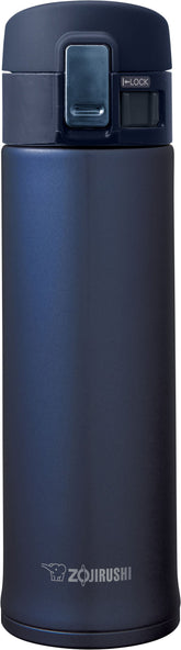 Zojirushi termo Smoky Blue vista frontal con diseño elegante y retención térmica