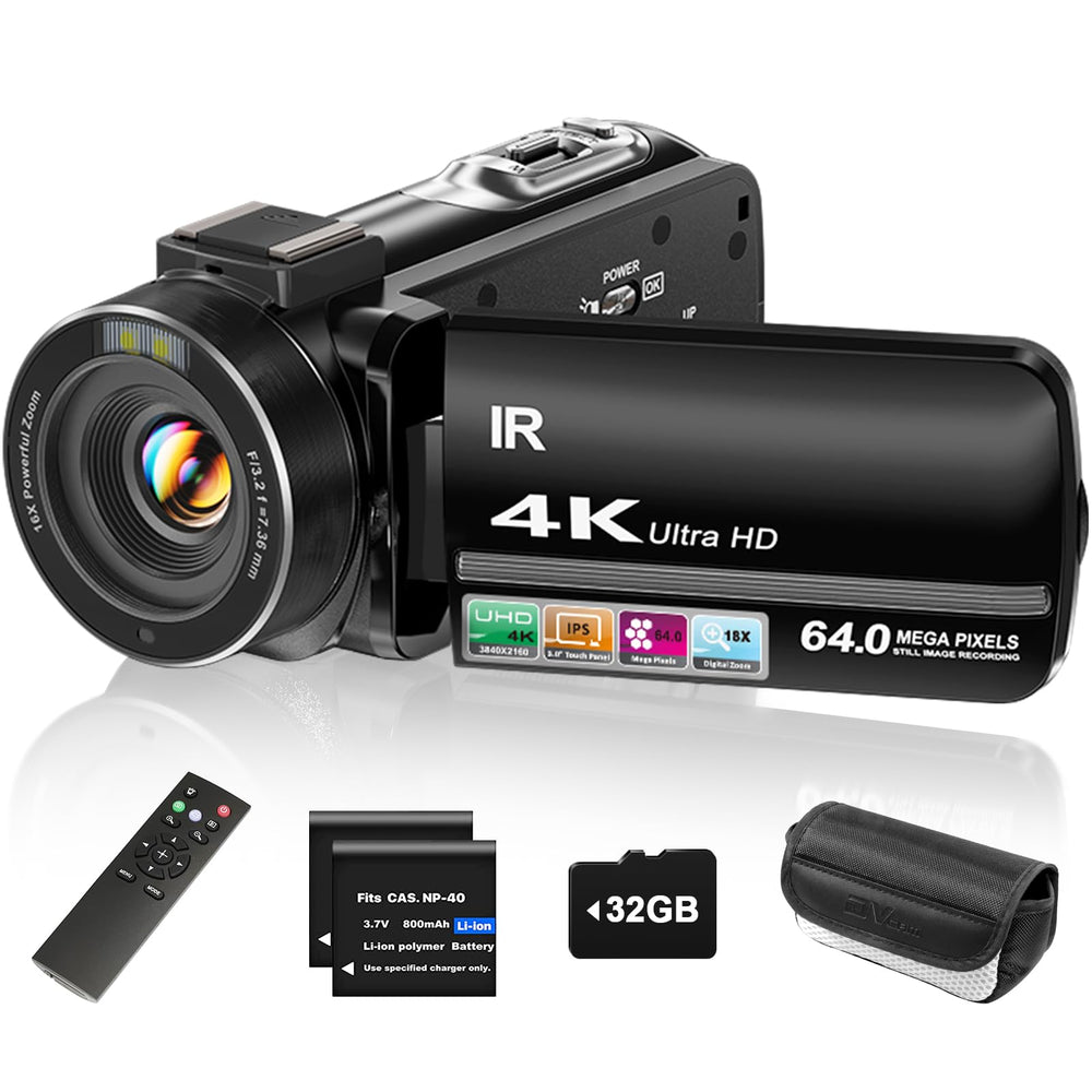 ZYDIIE cámara 4K vista frontal con diseño compacto y botones visibles