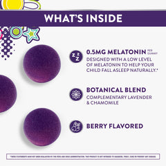 ZzzQuil primer plano de la textura de una gomita que facilita la aceptación infantil