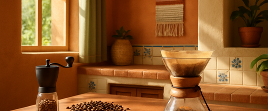 Café de especialidad preparándose en una cocina mexicana — guía HallaZora