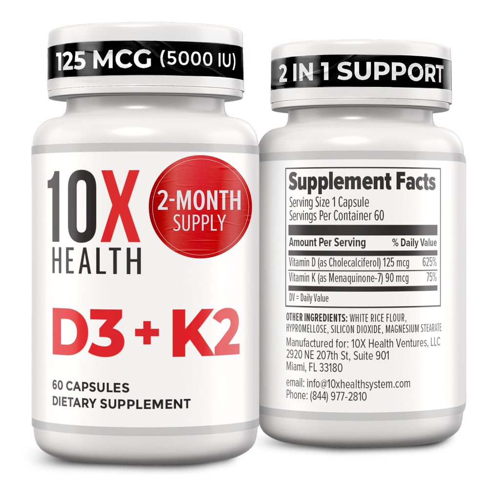 10X Health frasco delantero mostrando etiqueta clara y beneficios