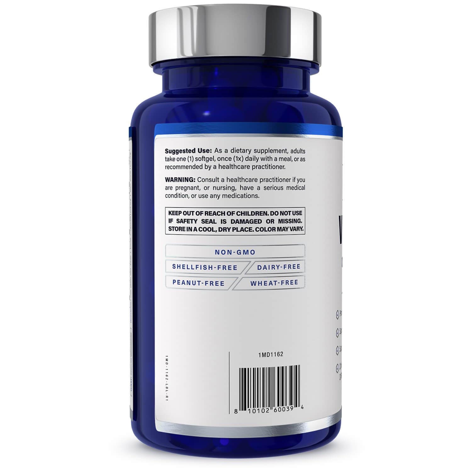 1MD Nutrition VisionMD comparado en tamaño con otra botella para referencia
