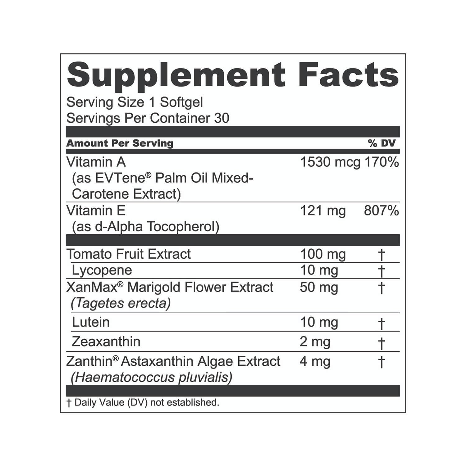 1MD Nutrition gota de aceite de softgel VisionMD detalle de la fórmula liposoluble