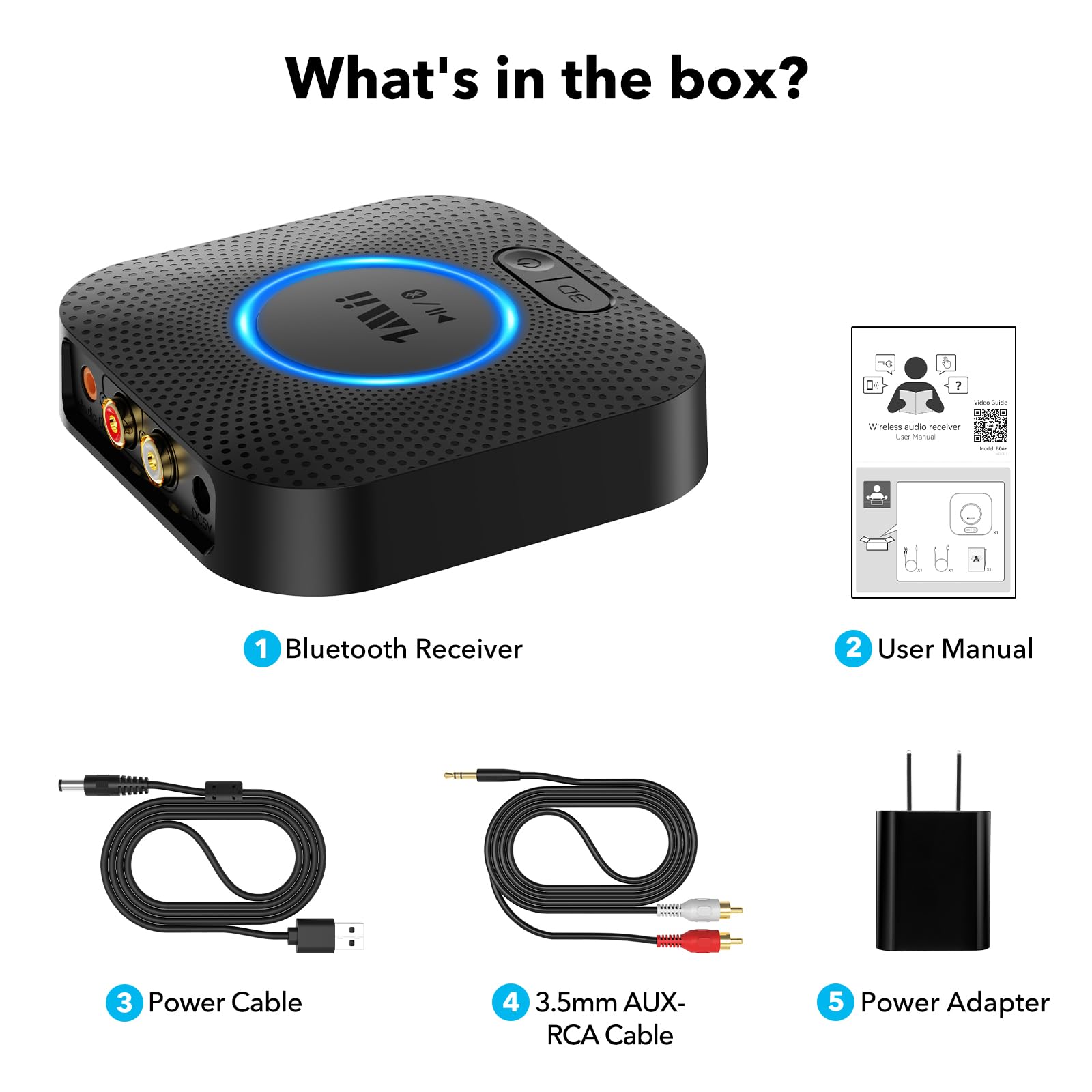1Mii B06+ empaquetado con cables y adaptador para instalación rápida