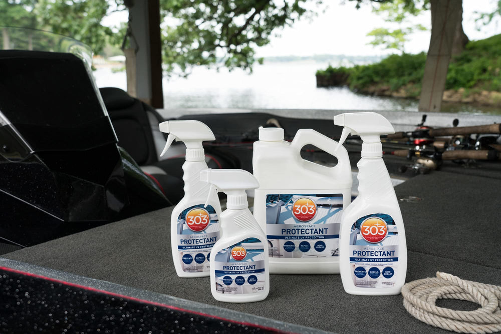 303 Products superficie gel coat cercana mostrando acabado protegido