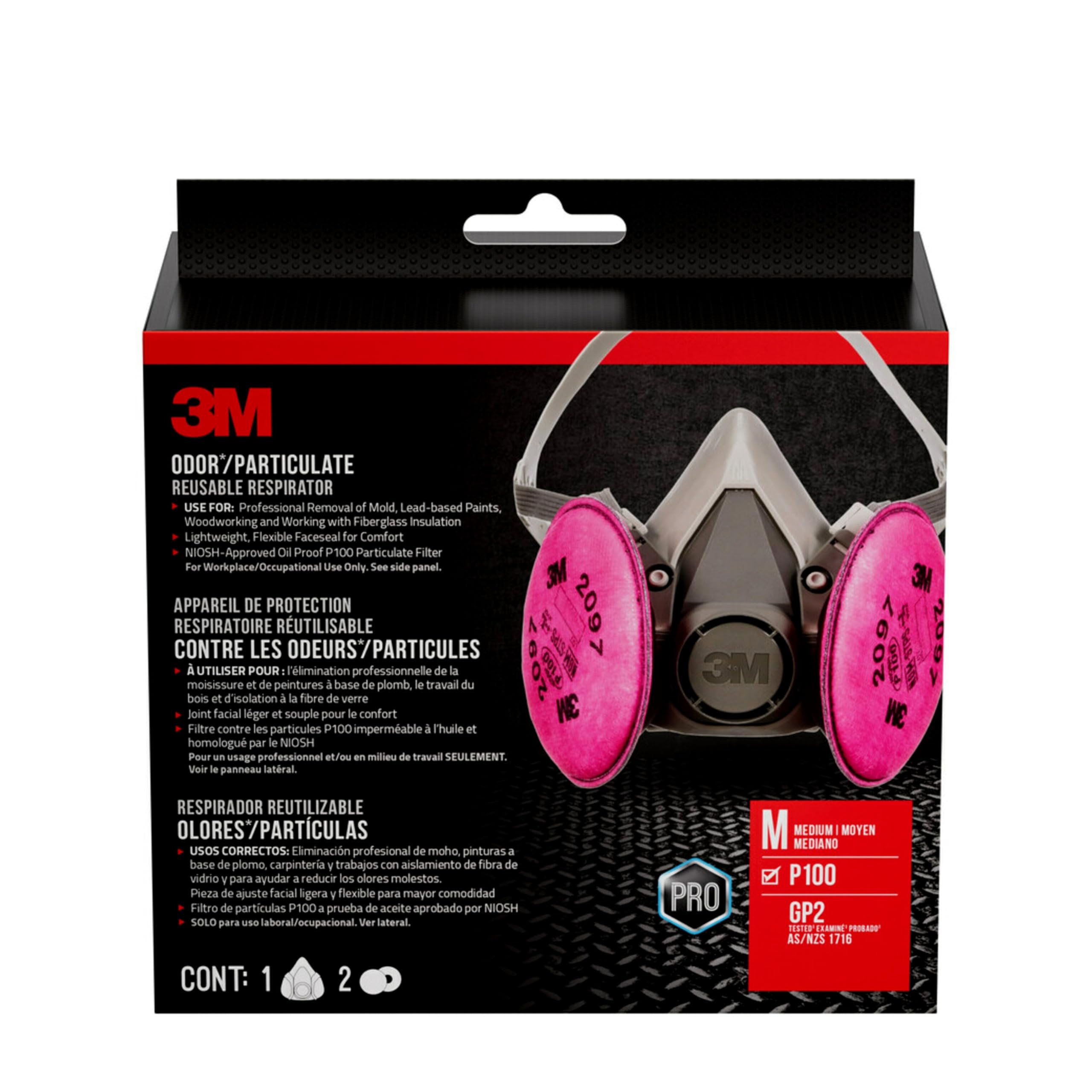3M mascarilla 6297 vista frontal con sellado cómodo
