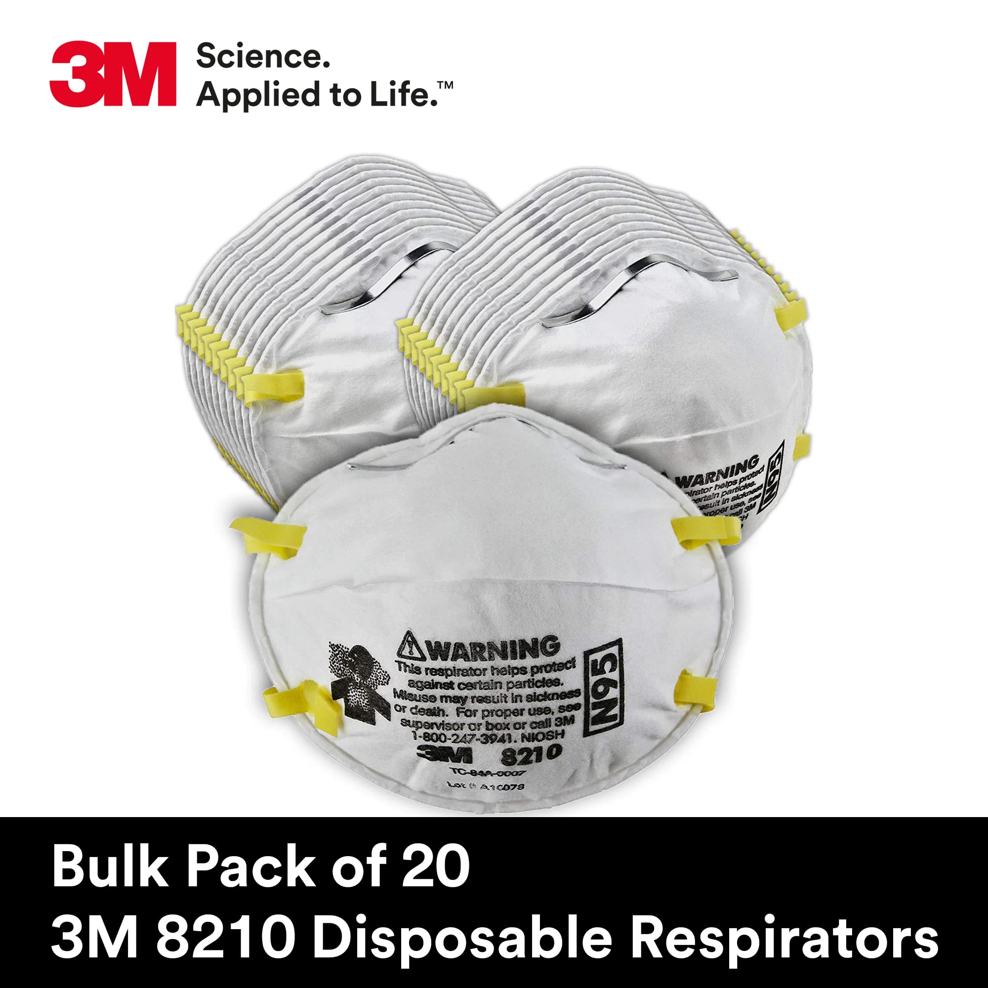 Pack abierto de 20 unidades 3M 8210 mostrando almacenamiento práctico en sitio