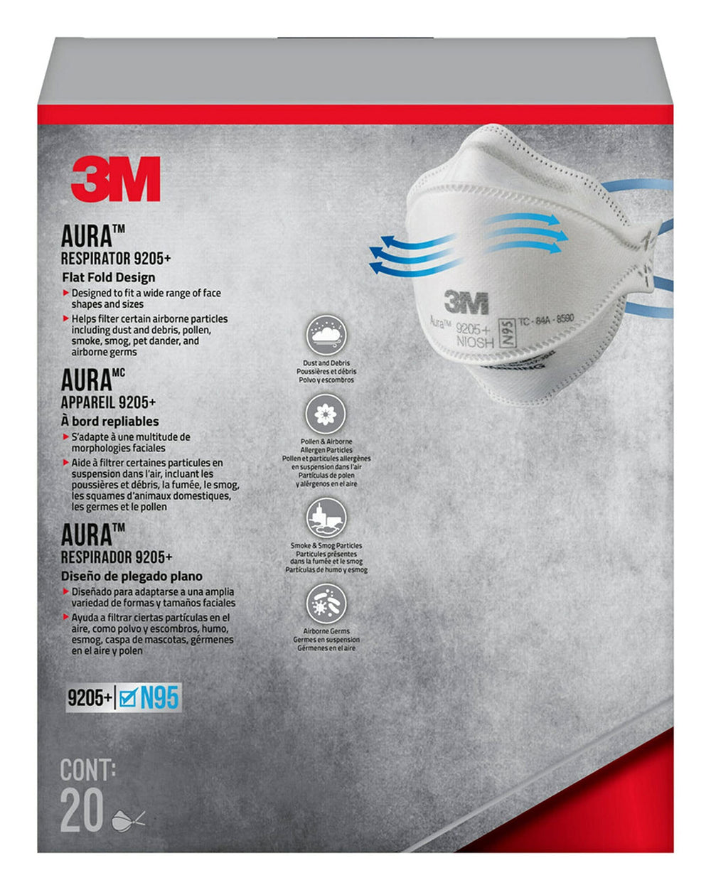 3M Aura primer plano de la textura del filtro que destaca eficiente filtración