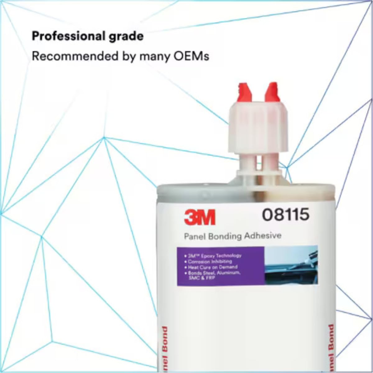 3M cartucho 200 mL en mano que muestra escala y portabilidad del adhesivo 08115