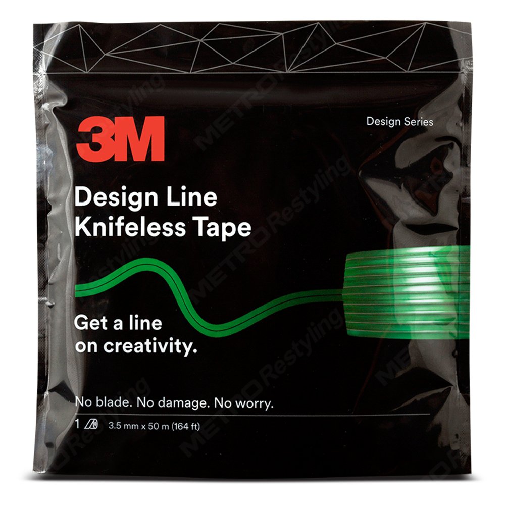 3M cinta knifeless frontal mostrando rollo y beneficio de cortes precisos