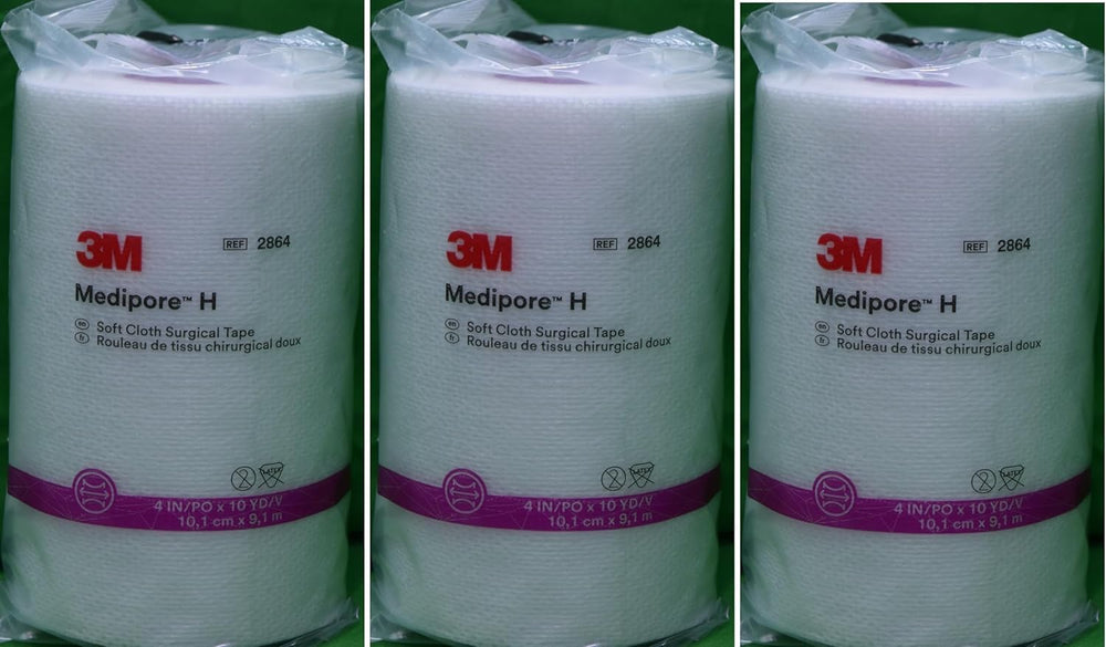 3M Medipore H rollo frontal mostrando ancho y etiqueta, adhesión segura y suave