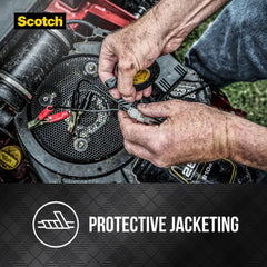 3M Scotch Super 33+ extremo cortado que muestra grosor y elasticidad