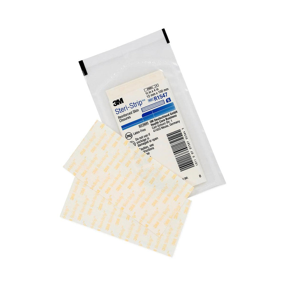 3M Steri-Strip frente del sobre mostrando tamaño y cantidad