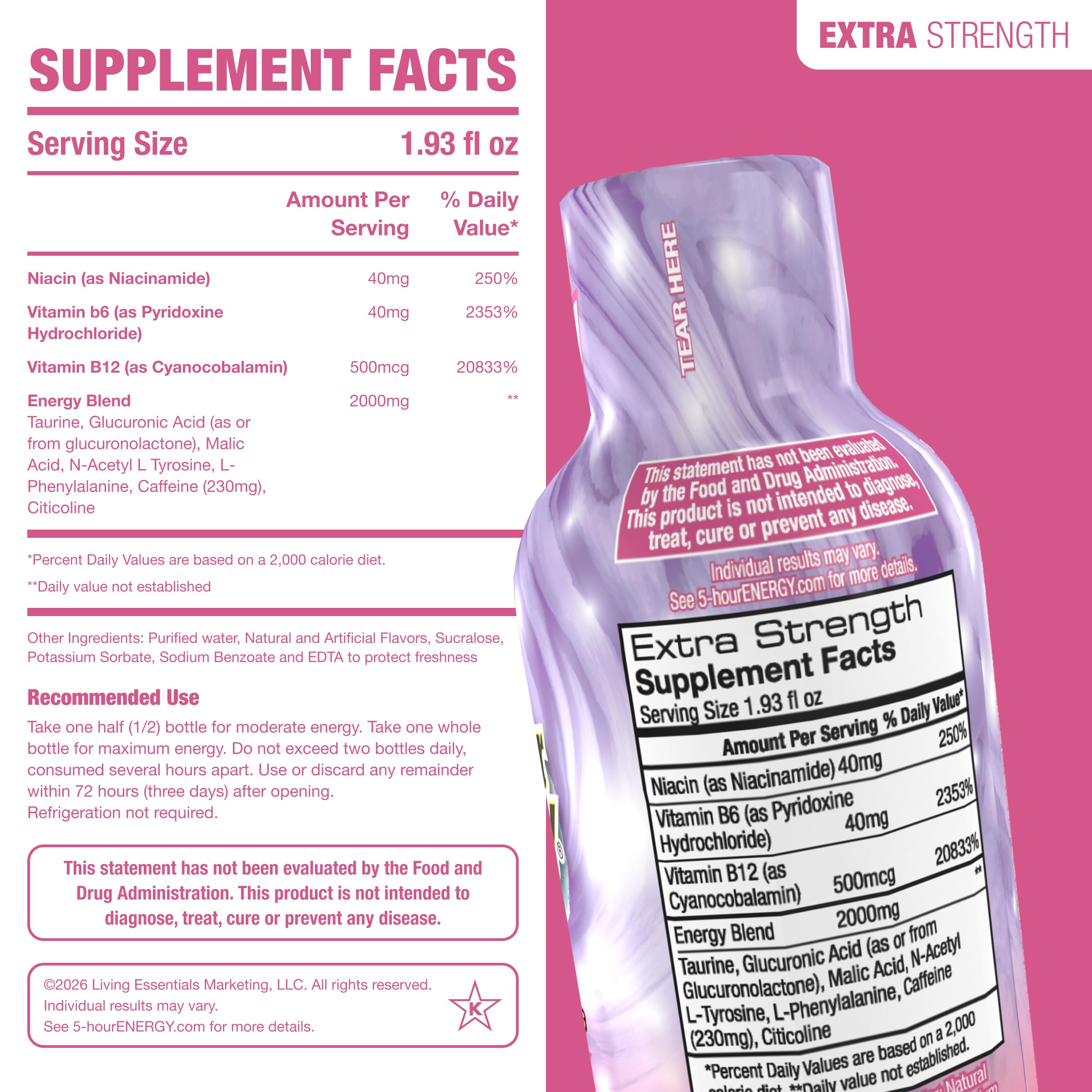 5-hour ENERGY botella en mano para comparar tamaño y portabilidad
