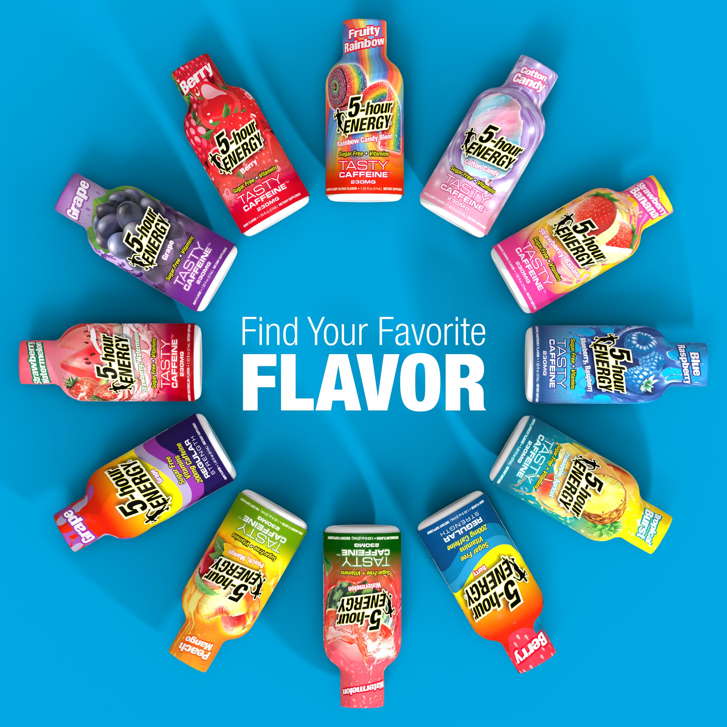 5-hour ENERGY junto a una taza para comparar tamaño y facilidad de transporte
